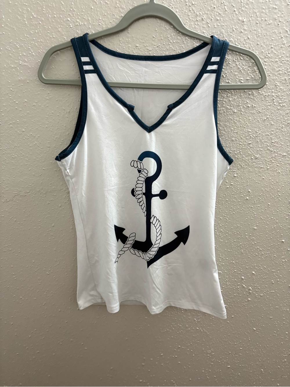 Nautical Anchor Tank Top - White/Navy